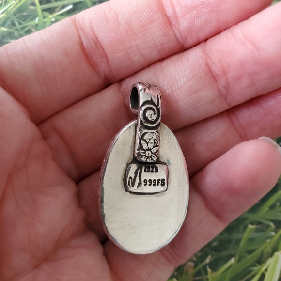 Holly blue agate gemstone one of a kind custom pendant sterling silver - Picture 6 of 12